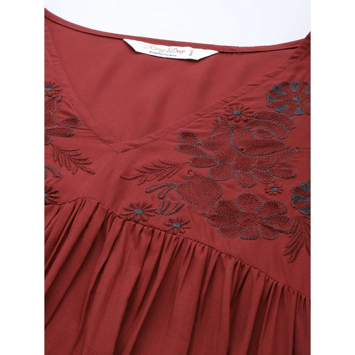 Sanskrutihomes X Styli Floral Embroidered Tiered Maxi Dress with Side Slit-women-clothing-dresses-image-5