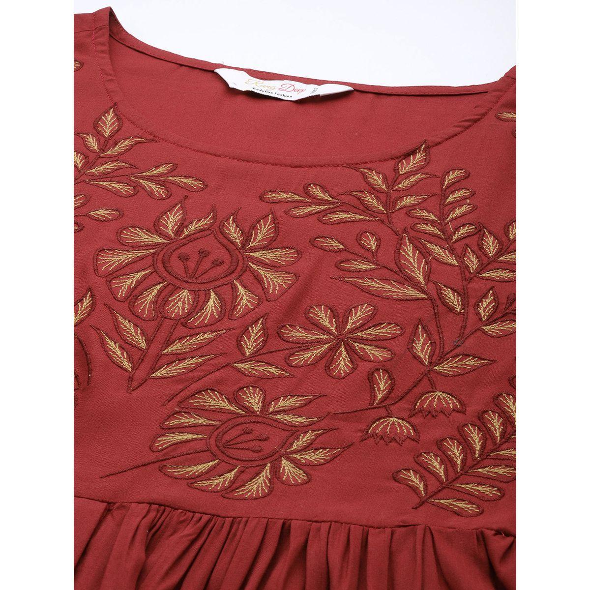 Sanskrutihomes X Styli  Floral Embroidered Placket Detail Midi Dress-women-clothing-dresses-image-5
