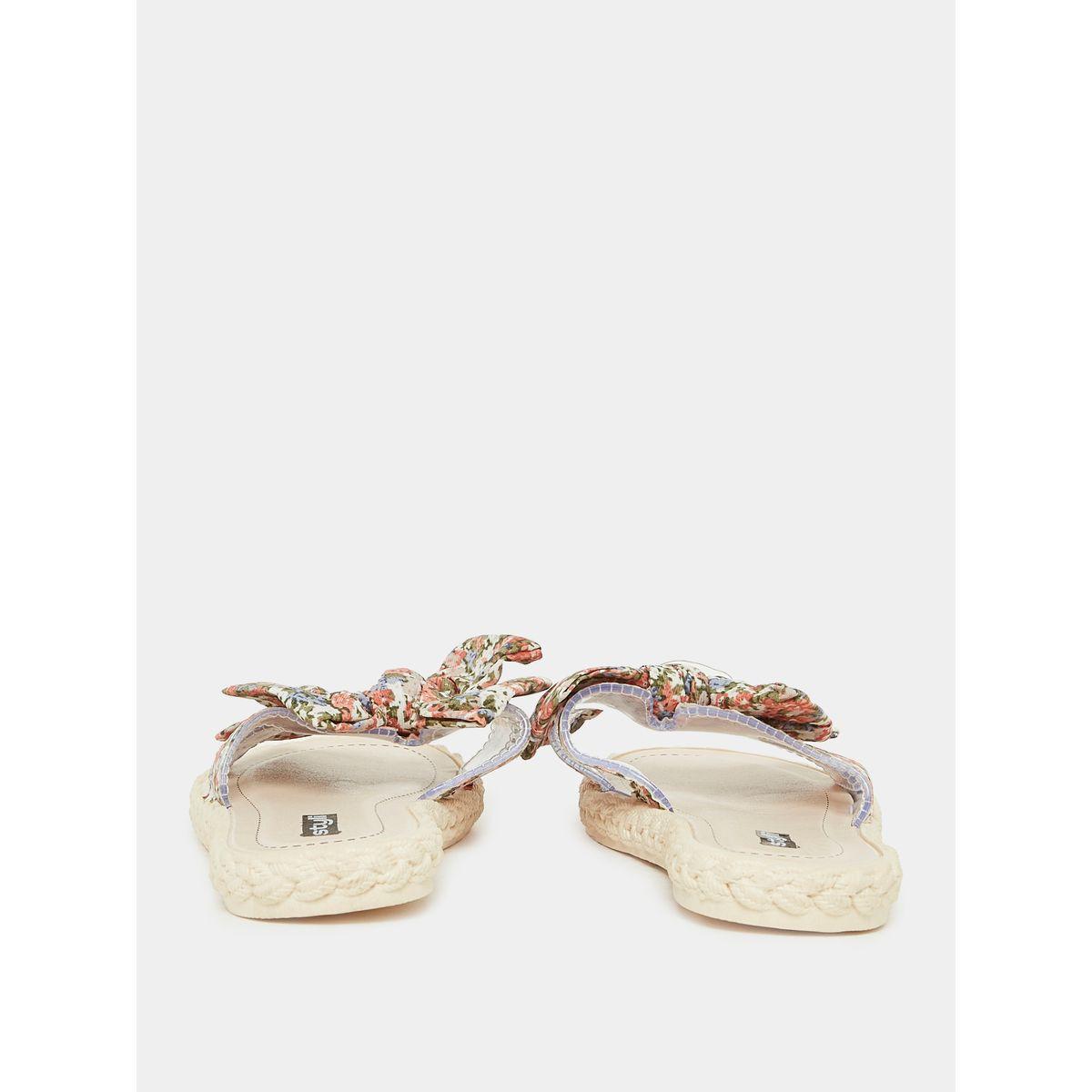 Styli Printed Bow Detail Slide Sandals-women-shoes-flipflopsandslides-image-5