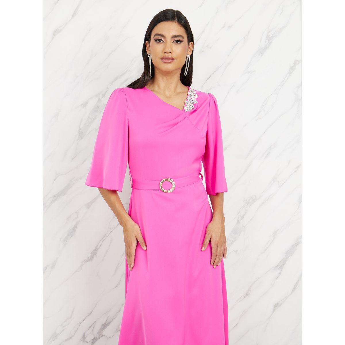 Styli Embellished Metal Belted A-Line Maxi Dress-women-clothing-dresses-image-2