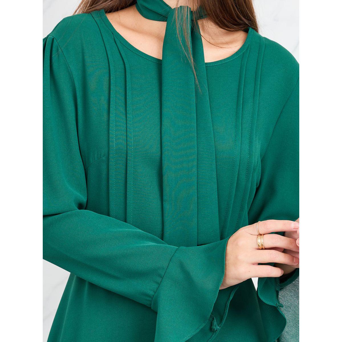 Styli Tie Up Neck Pleated A-Line Maxi Dress-women-clothing-dresses-image-3