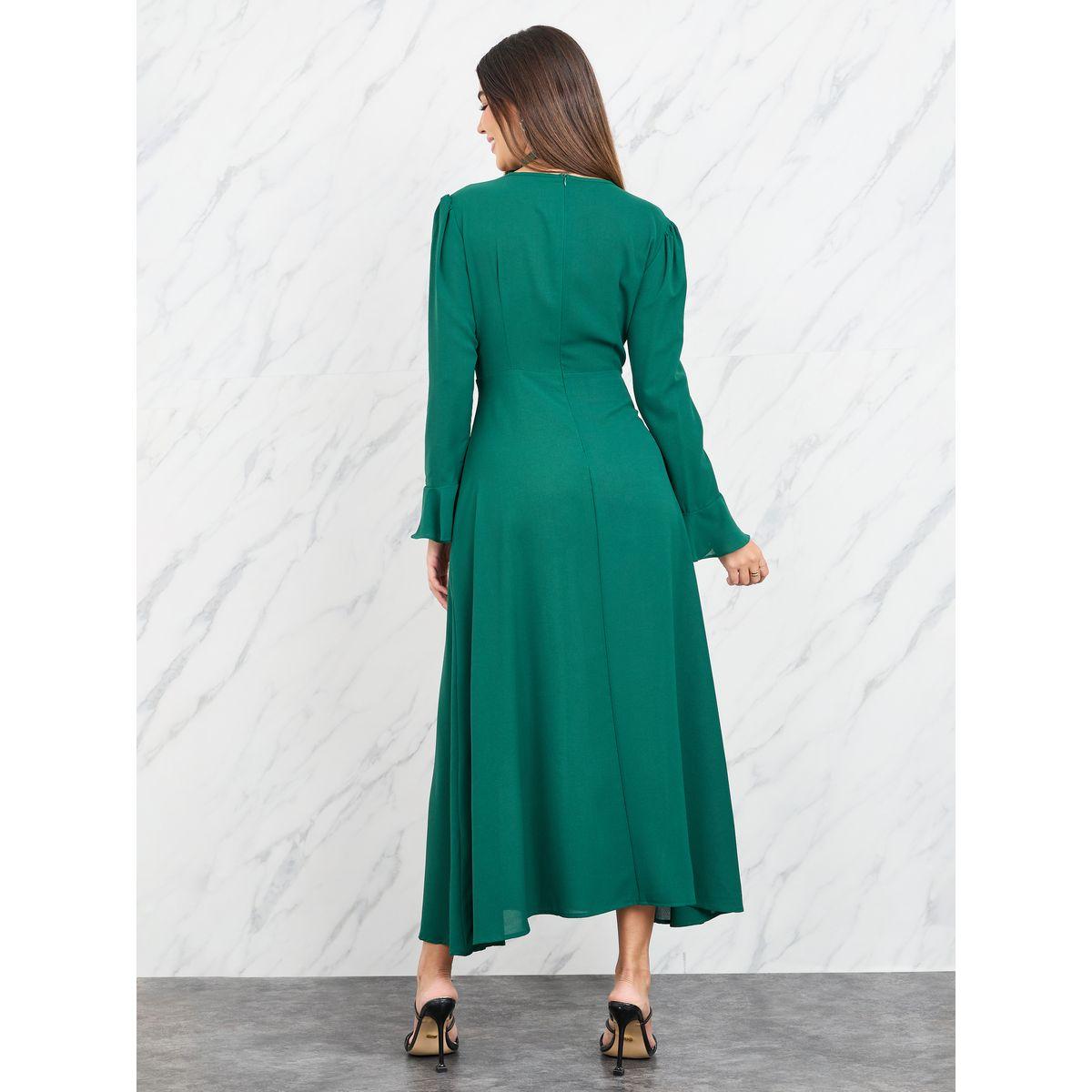 Styli Tie Up Neck Pleated A-Line Maxi Dress-women-clothing-dresses-image-4