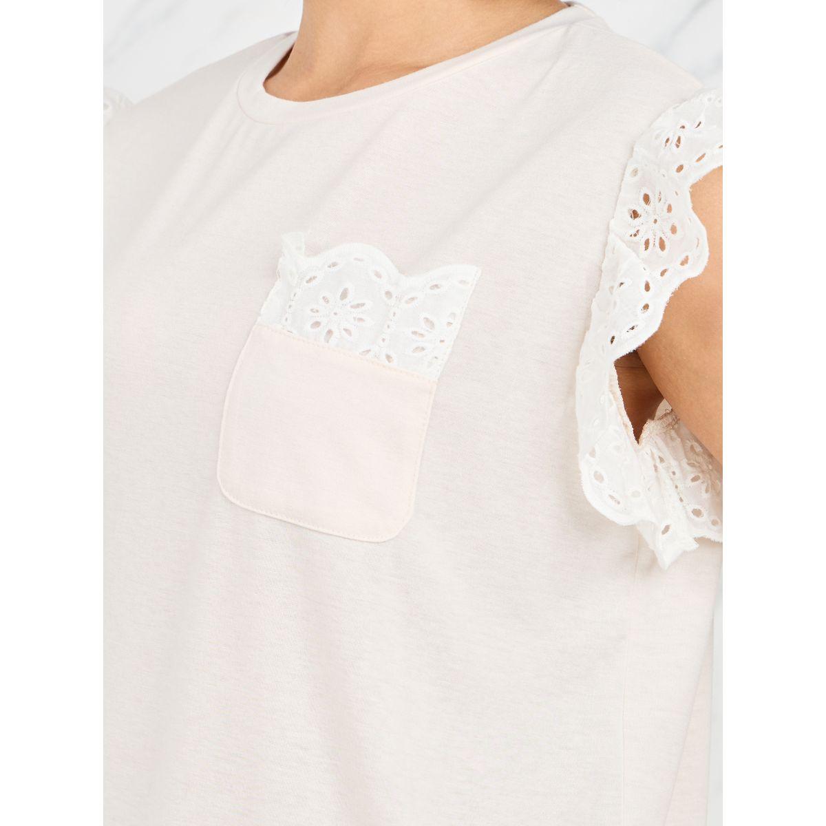 Styli Contrast Lace Trim Pocket Detail Top-women-clothing-shirtsandblouses-blouses-image-4