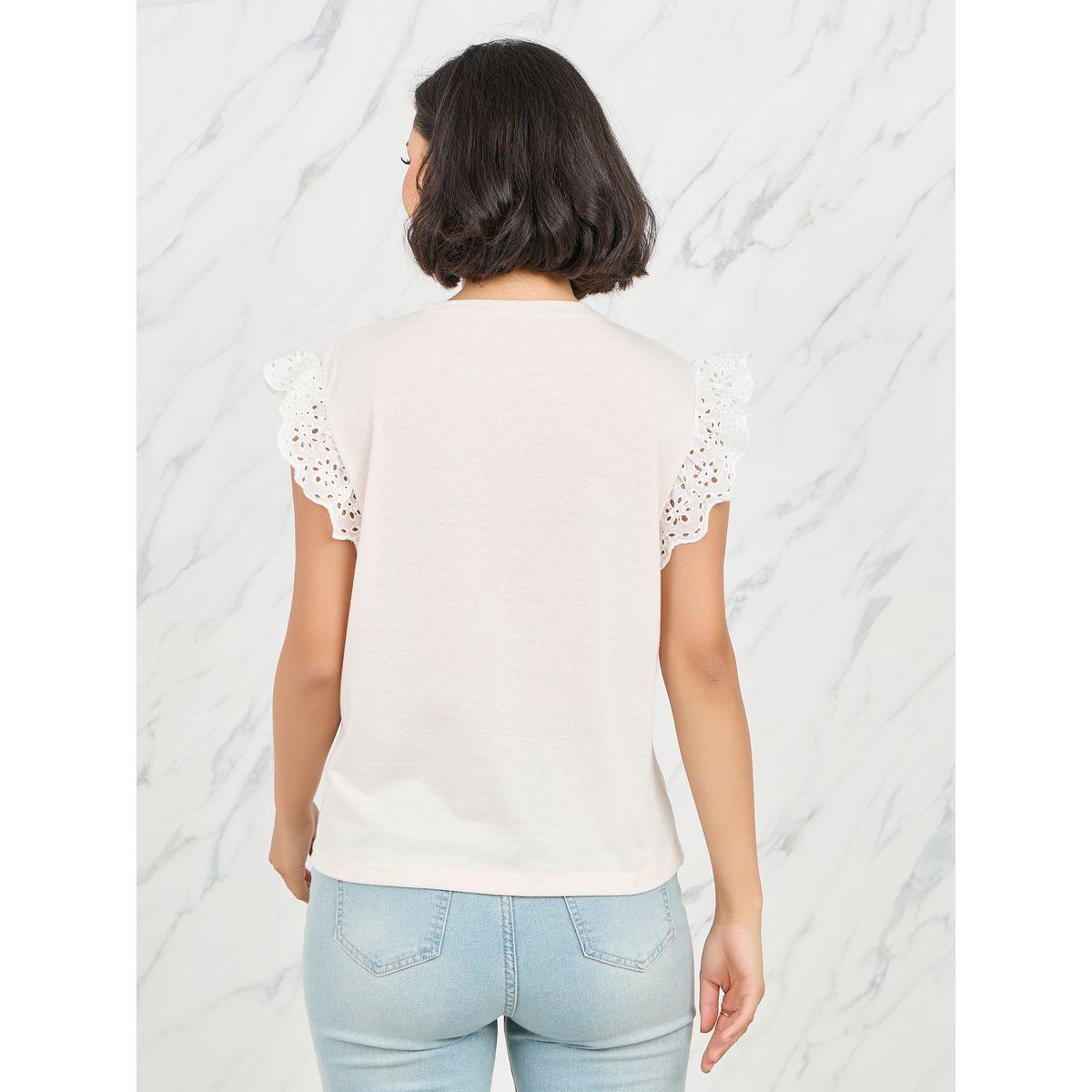 Styli Contrast Lace Trim Pocket Detail Top-women-clothing-shirtsandblouses-blouses-image-5