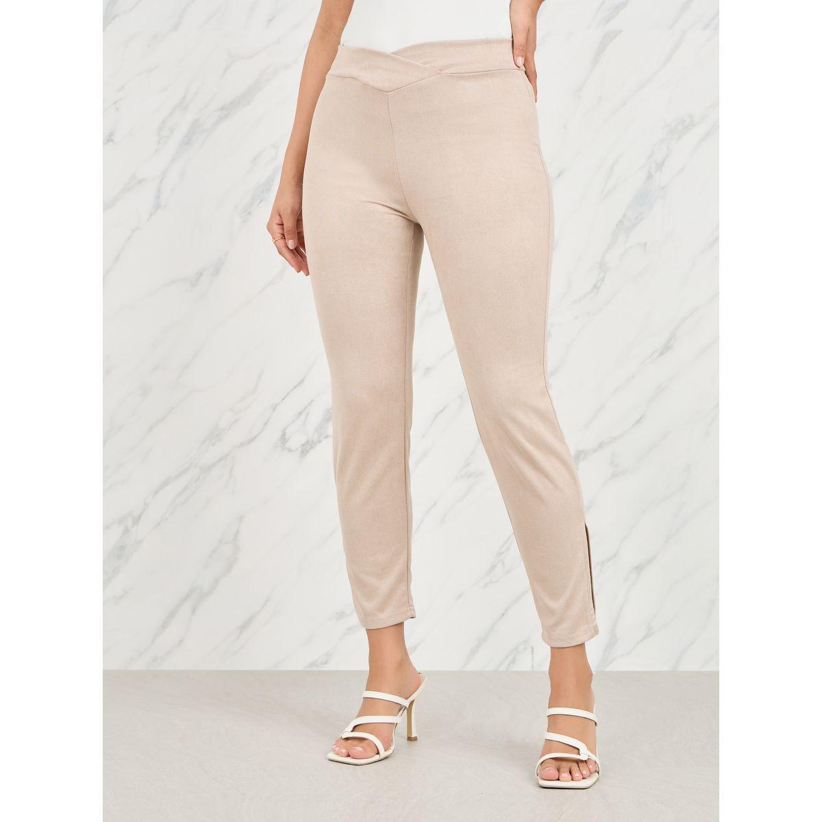Styli High Rise Straight Leg Leggings with Slit Hem-women-clothing-bottoms-leggings-image-1