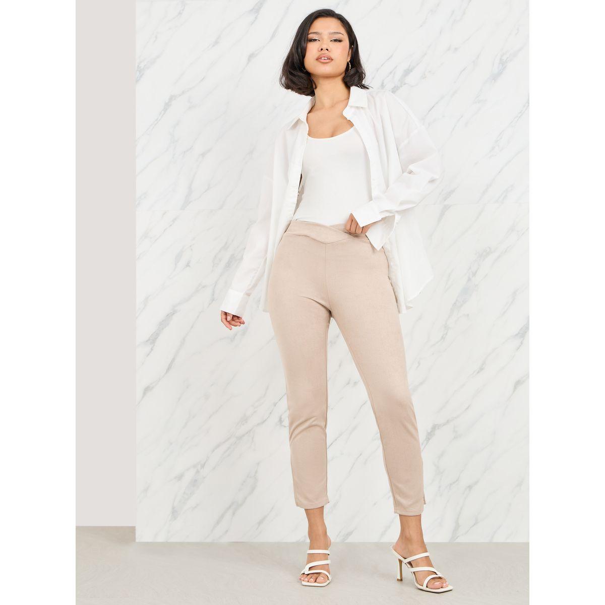 Styli High Rise Straight Leg Leggings with Slit Hem-women-clothing-bottoms-leggings-image-2