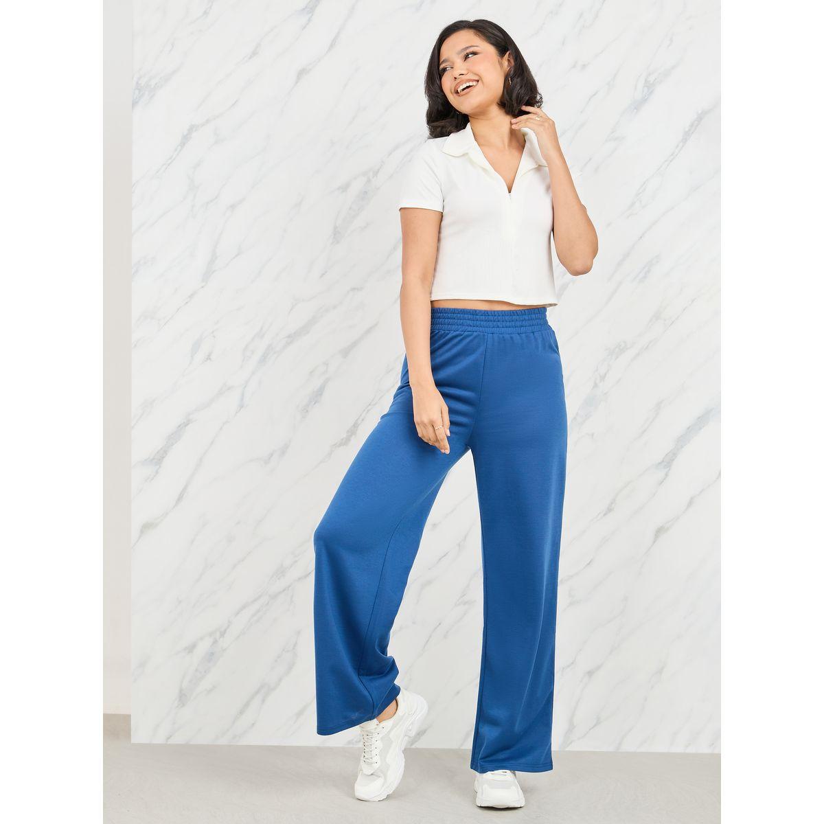 Styli Solid Elastic Waistband Wide Leg Pants-women-clothing-bottoms-trousers-image-2