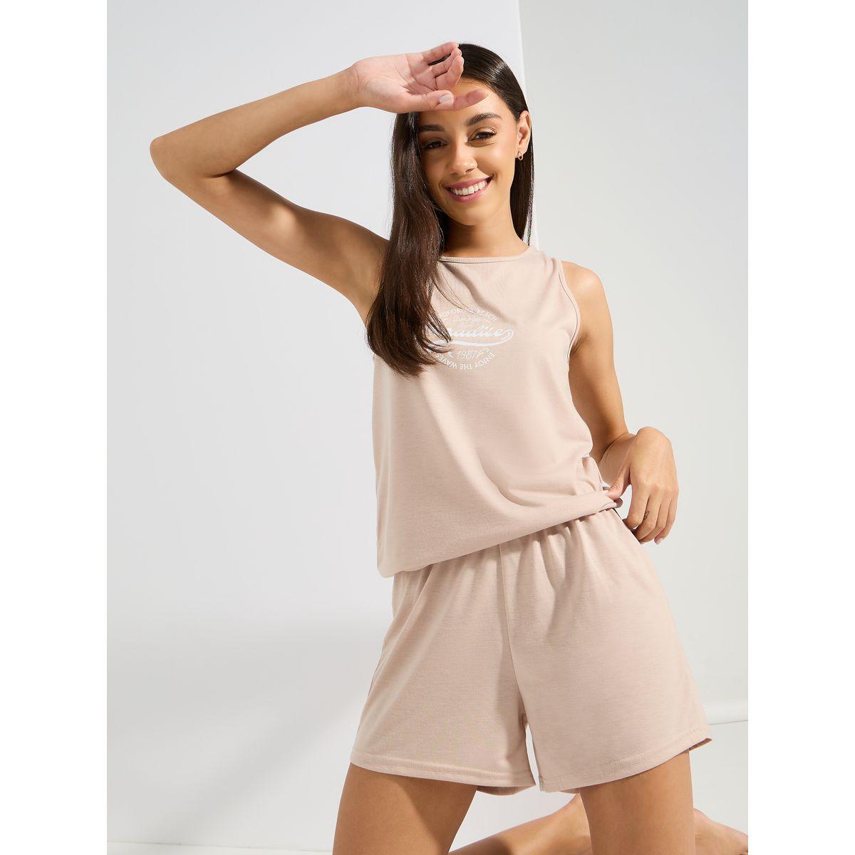 Styli Unwind California Beach Print Vest & Shorts Set-women-clothing-nightwear-pyjamas-shortsets-image-1