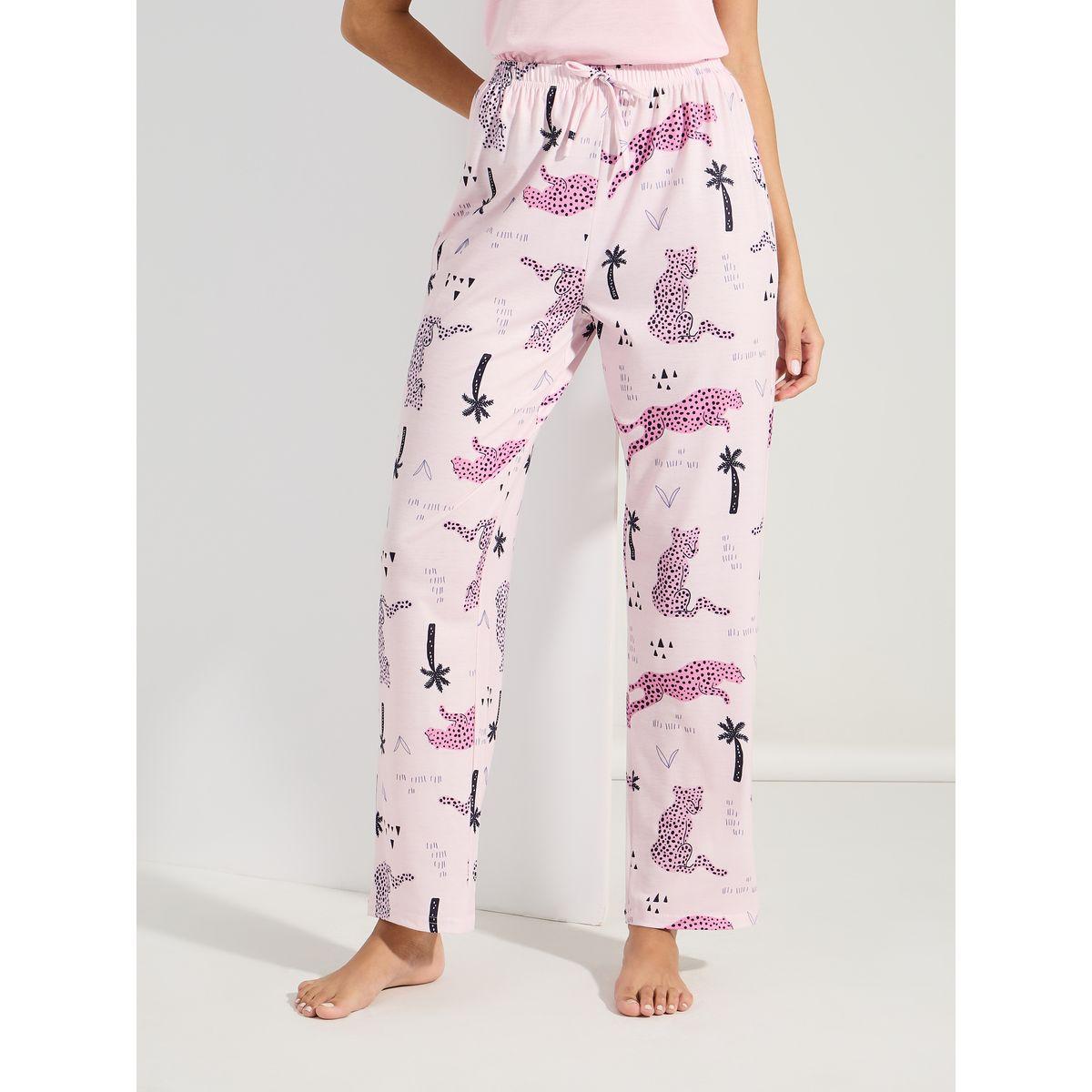 Styli Unwind Solid Placket Vest & Jungle Cats Print Pyjama Set-women-clothing-nightwear-pyjamas-longsets-image-4