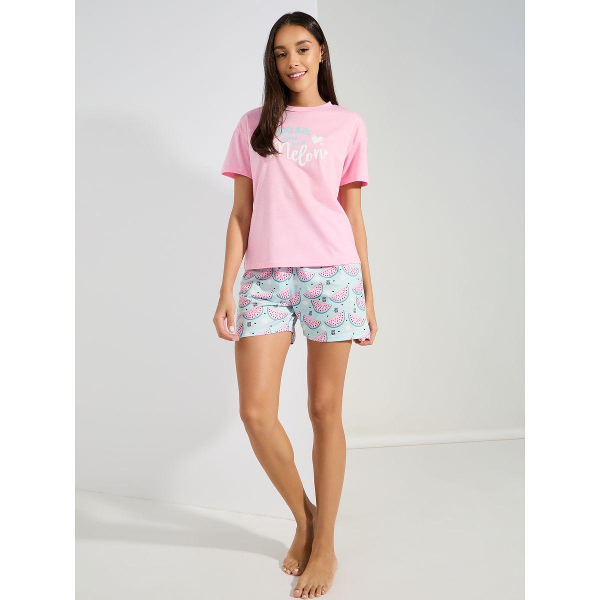 مجموعة من شورت وتيشيرت باكتاف منخفضة-women-clothing-nightwear-pyjamas-shortsets-image-2