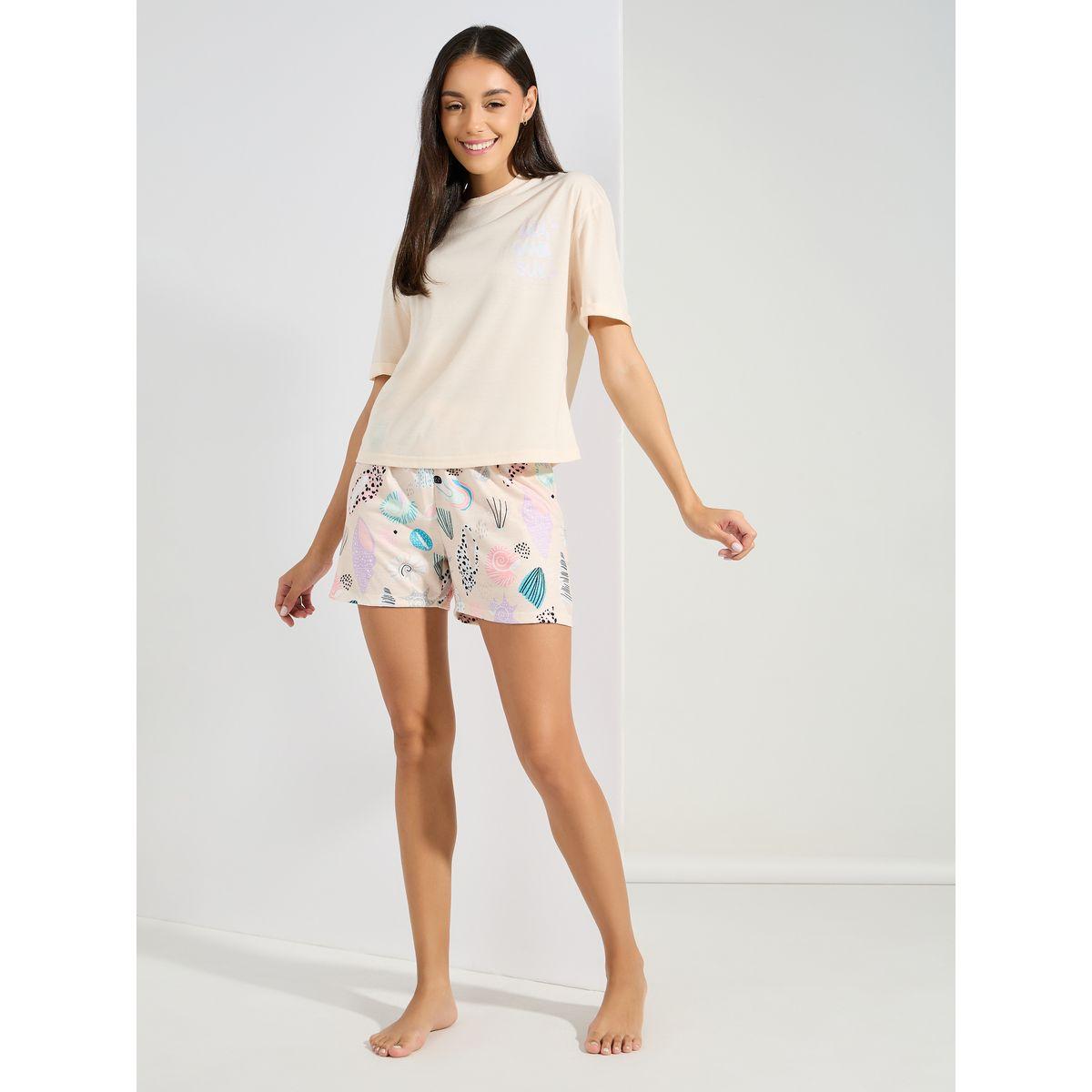 مجموعة من شورت وتيشيرت باكتاف منخفضة-women-clothing-nightwear-pyjamas-shortsets-image-2
