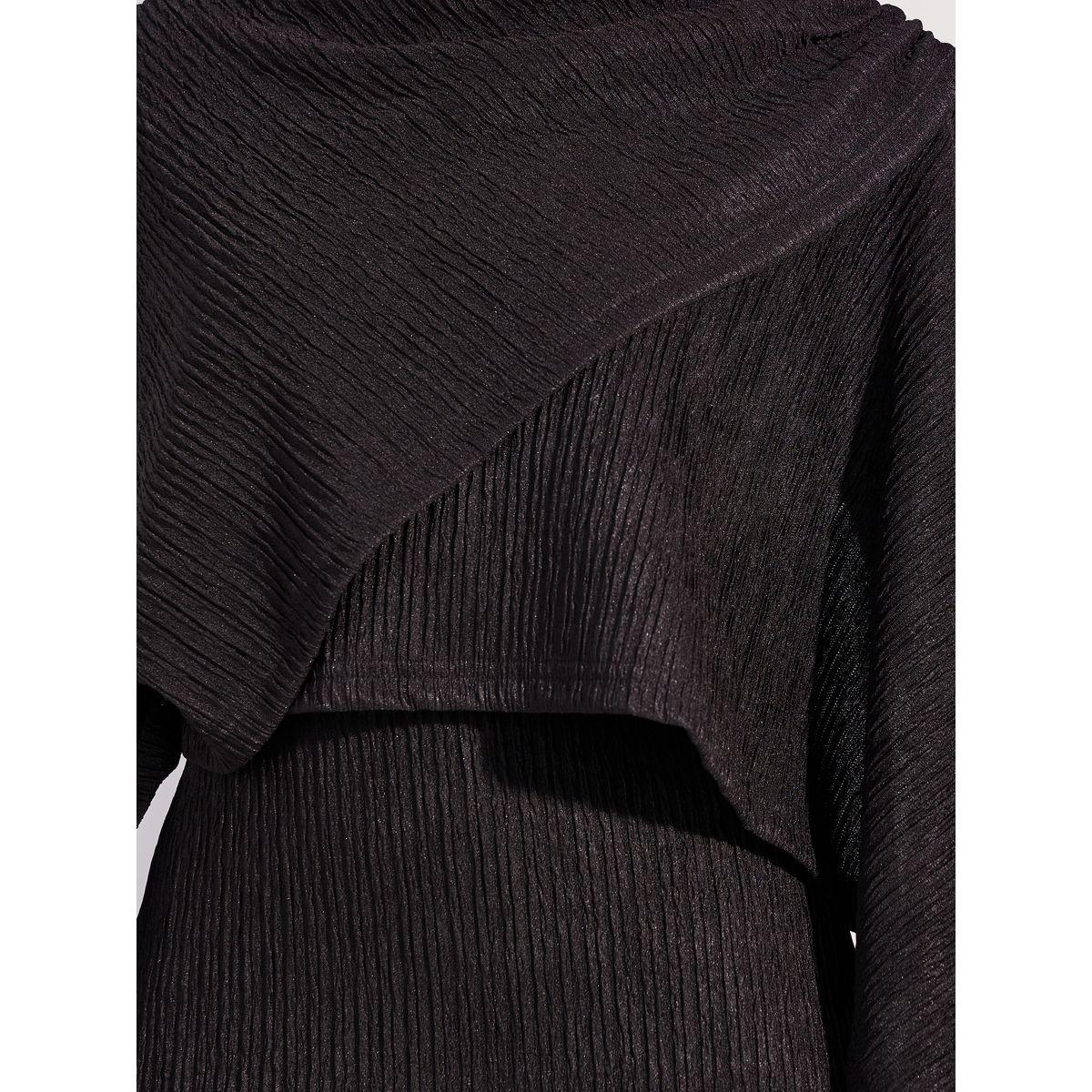 Styli Limited Textured Cape Sleeve Bodycon Maxi Dress with Slit-women-clothing-dresses-image-3