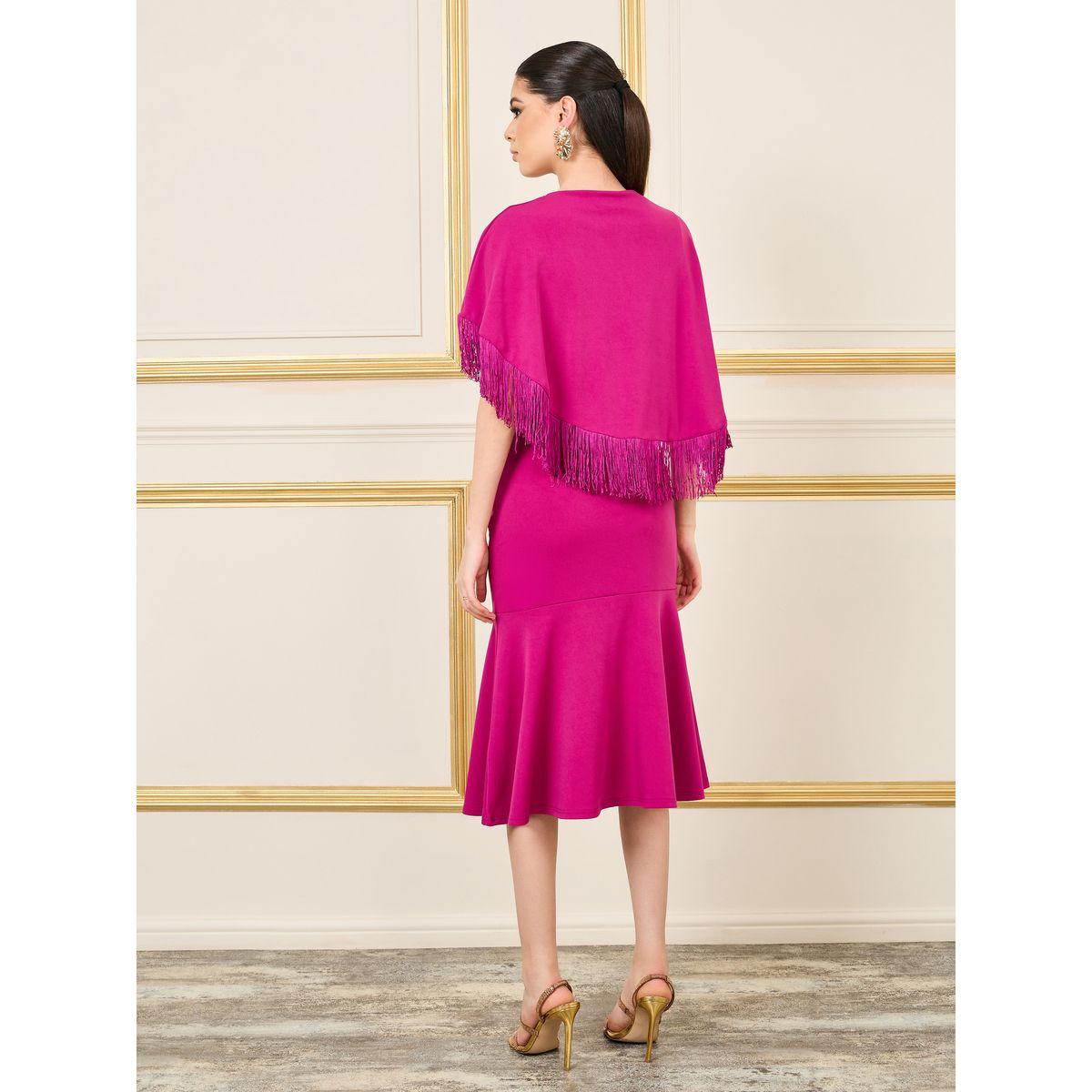 Styli Limited Fringe Trim Cape Layer Mermaid Hem Midi Dress-women-clothing-dresses-image-4