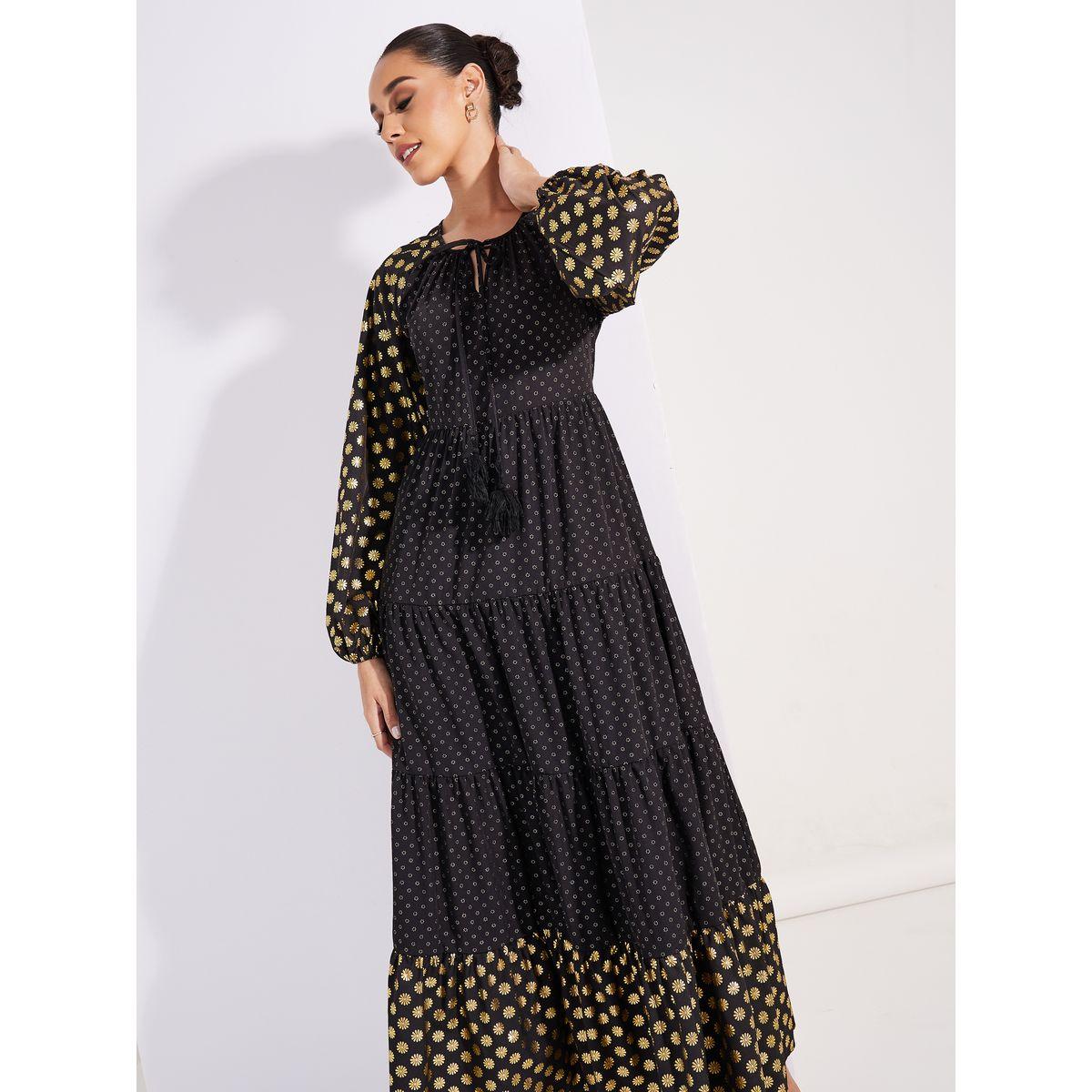 فستان ماكسي بطبعة رقائق من ستيلي ليميتد مع تفاصيل شرابات-women-clothing-dresses-image-2