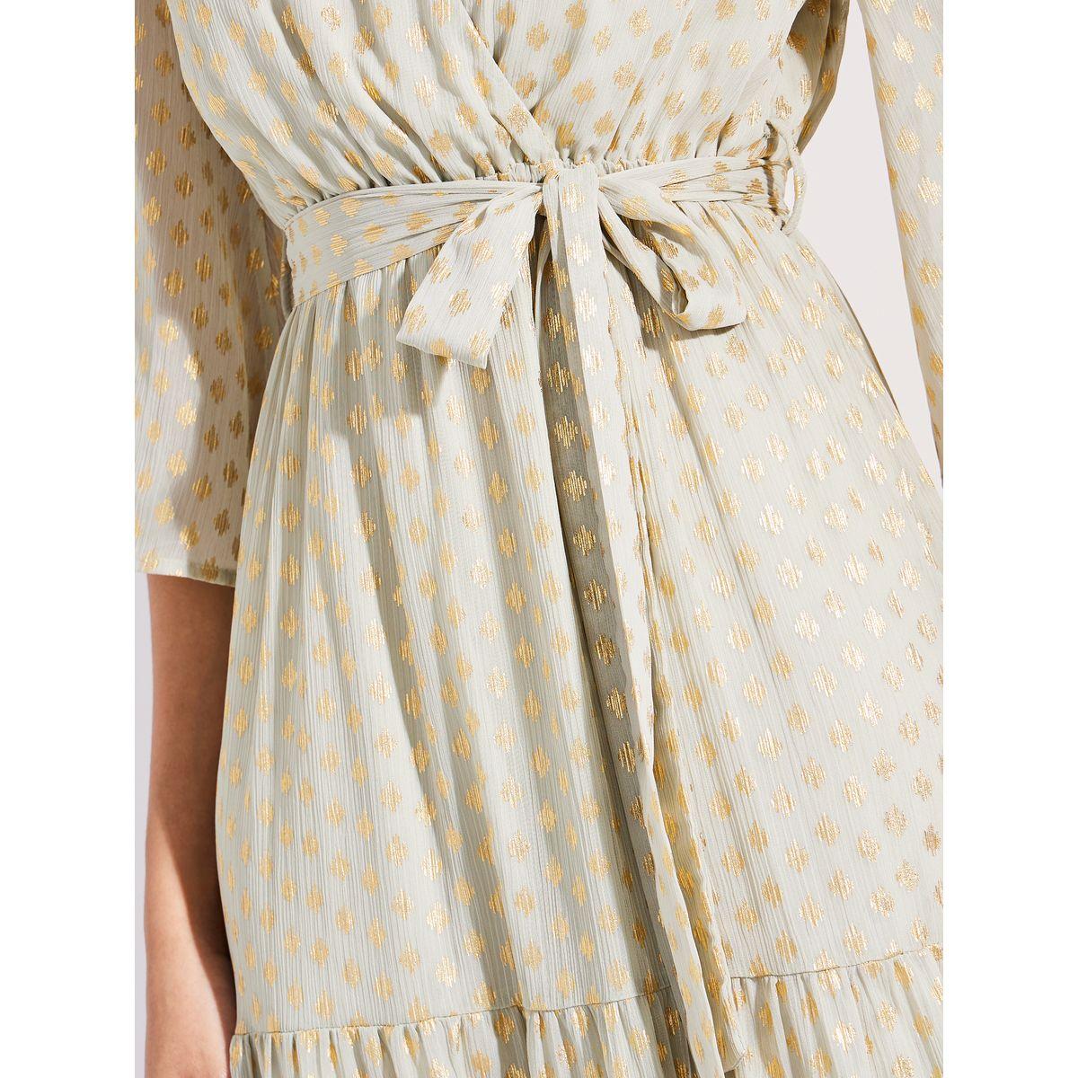 Styli Limited Lurex Foil Print Wrap Front Tiered Maxi Dress-women-clothing-dresses-image-4