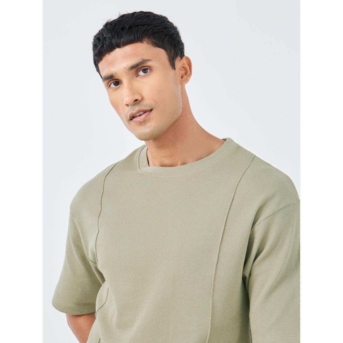 طقم منسق من جوغر وتيشيرت فضفاض محبوك بنمط وافل-men-clothing-coordsets-image-3
