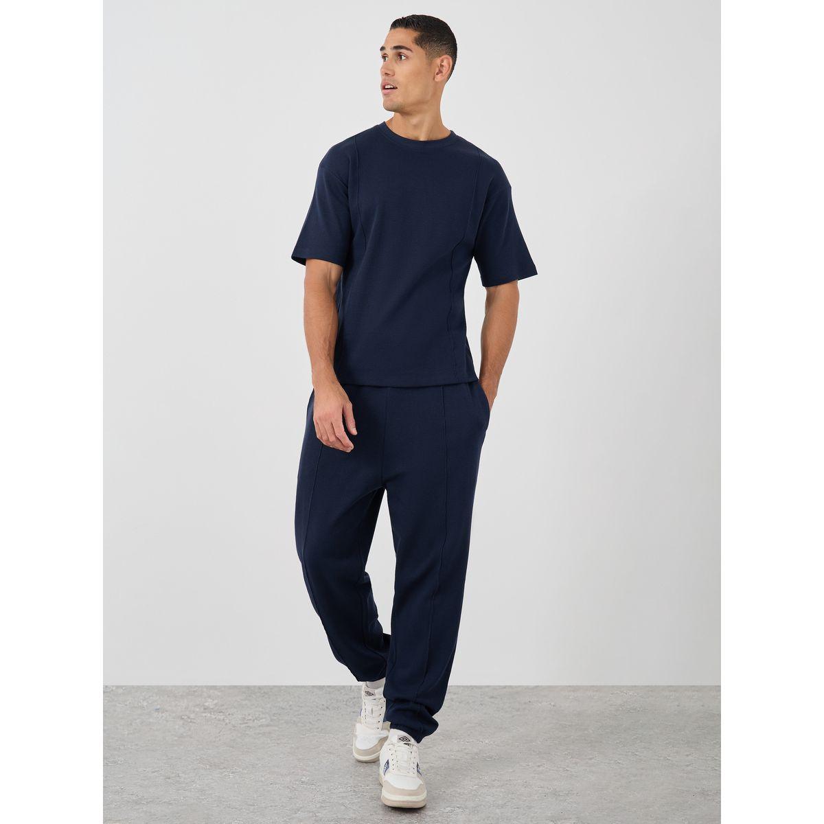 Styli Waffle knitted Oversize T-Shirt with Pintuck Joggers Co-Ords-men-clothing-coordsets-image-1