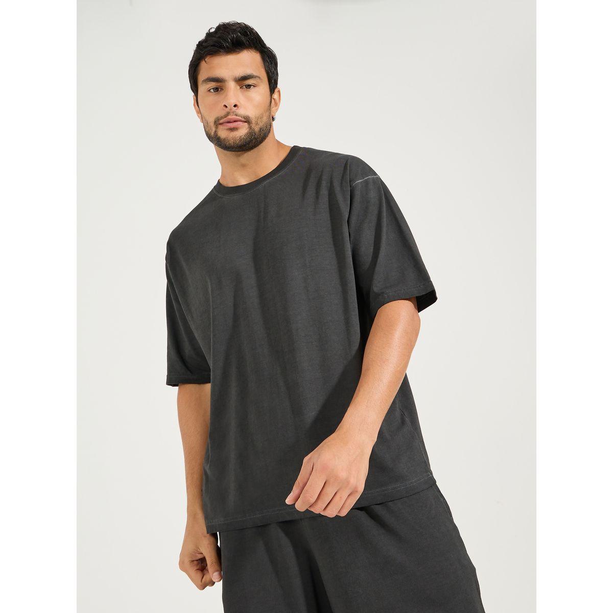 Styli Acid Wash Oversized T-Shirt & Shorts Co-Ords-men-clothing-coordsets-image-2