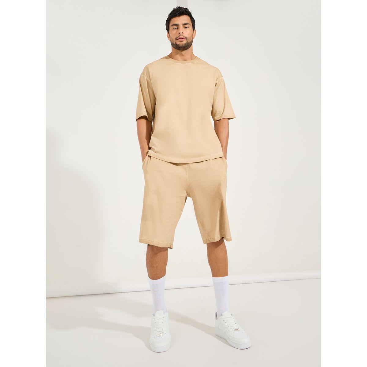 Styli Acid Wash Oversized T-Shirt & Shorts Co-Ords-men-clothing-coordsets-image-1