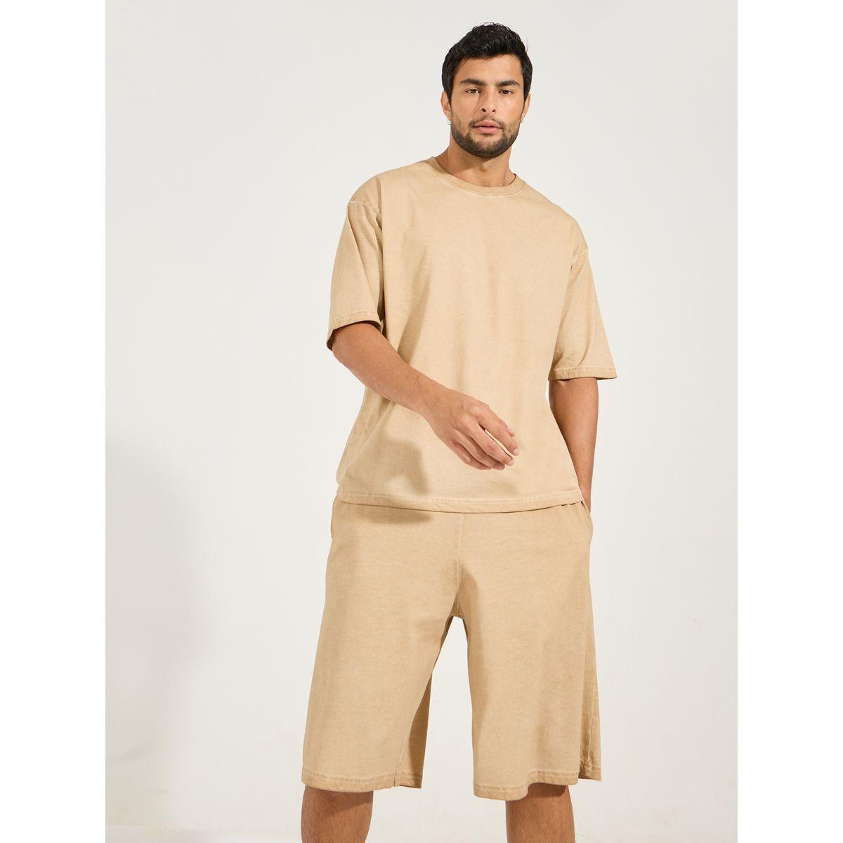 Styli Acid Wash Oversized T-Shirt & Shorts Co-Ords-men-clothing-coordsets-image-2