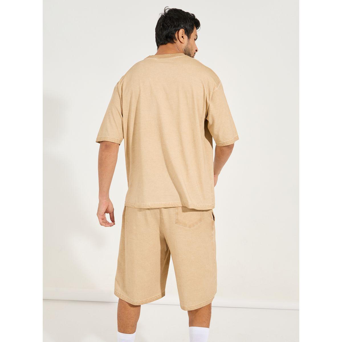 Styli Acid Wash Oversized T-Shirt & Shorts Co-Ords-men-clothing-coordsets-image-5