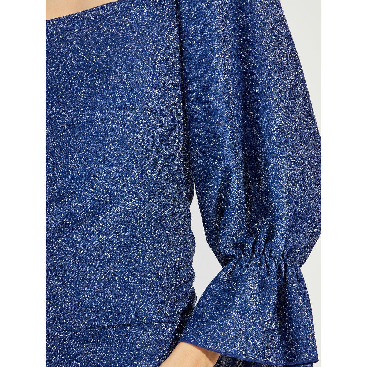 Styli Limited Glitter Look Ruched Detail Bodycon Midi Dress-women-clothing-dresses-image-3