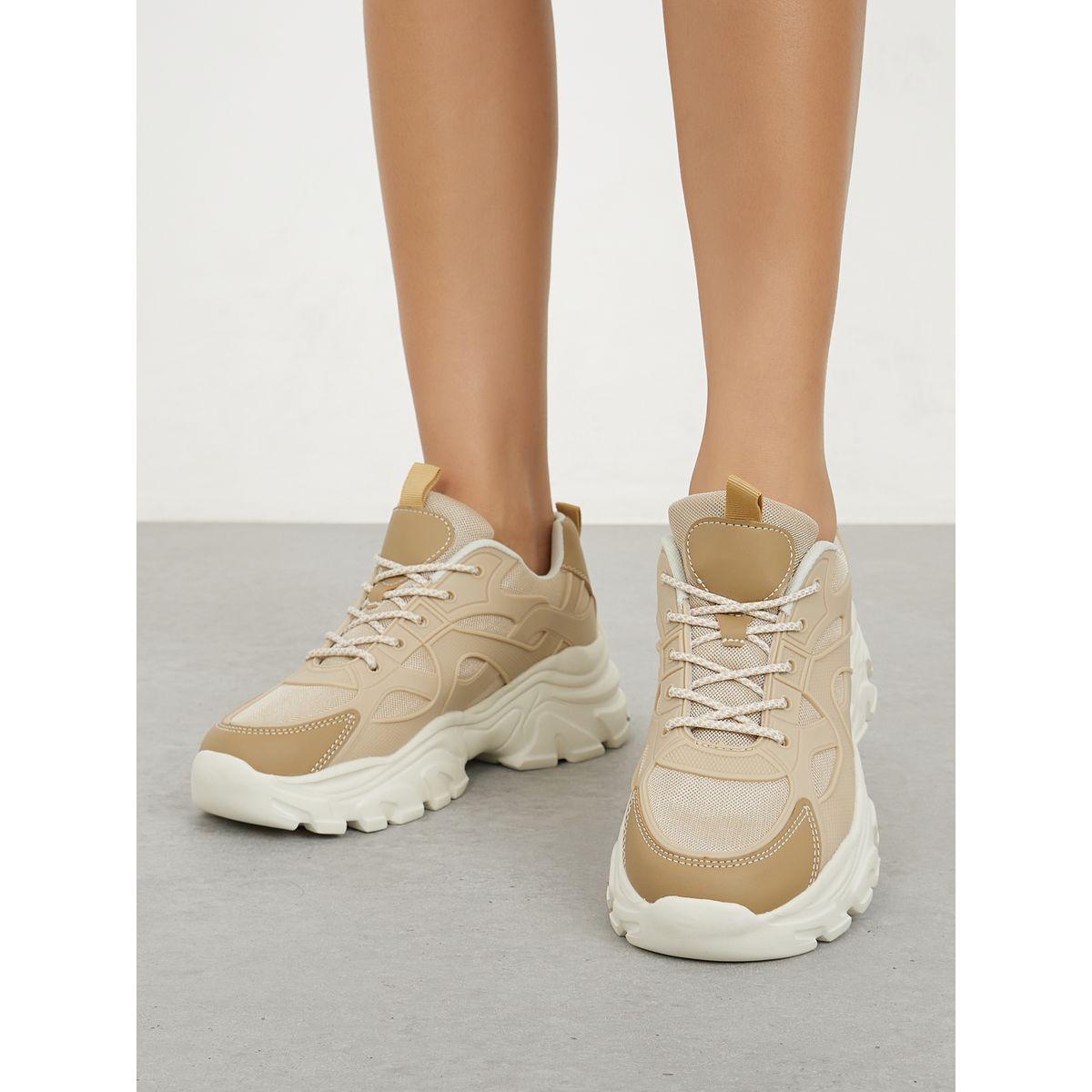 Styli Textured Chunky Lace Up Sneakers-women-shoes-sneakers-image-1