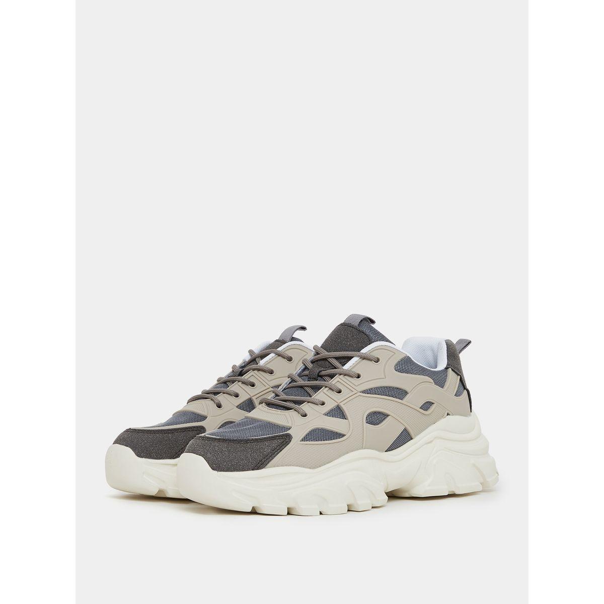 Styli Textured Chunky Lace Up Sneakers-women-shoes-sneakers-image-3