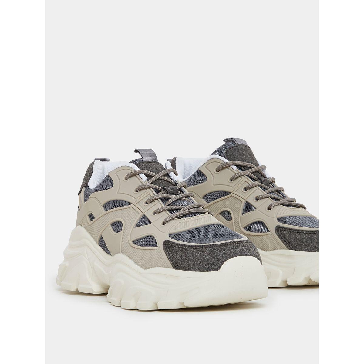 Styli Textured Chunky Lace Up Sneakers-women-shoes-sneakers-image-4