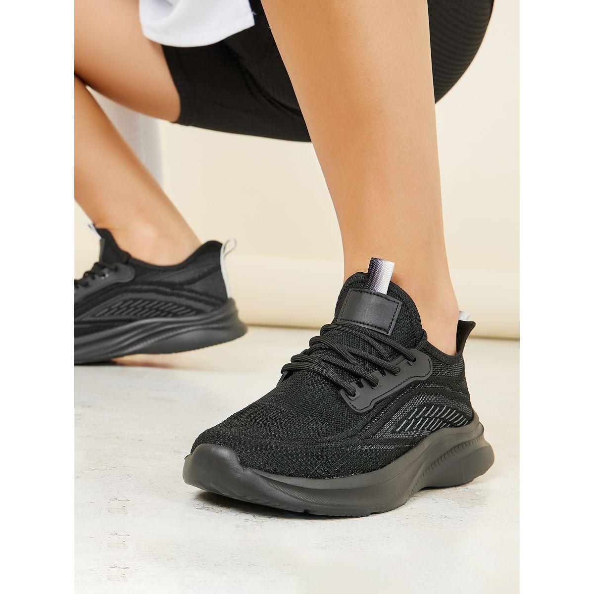 Styli Textured Lace Up Low Ankle Shoes-women-shoes-sneakers-image-1