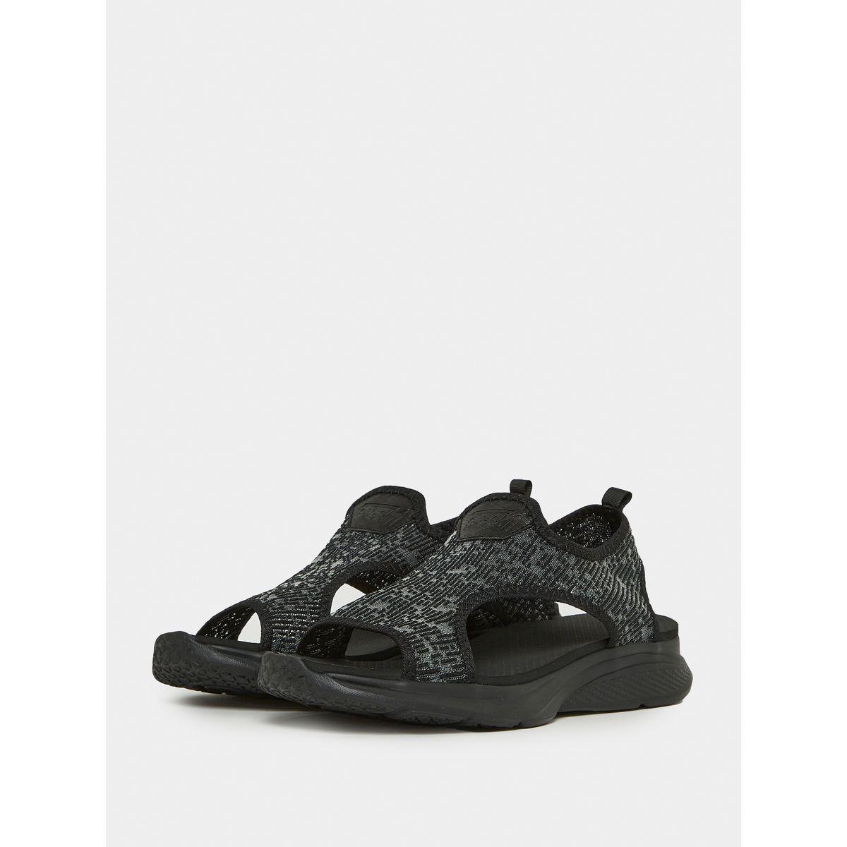 Styli Textured Open Toe Comfort Slingback Flat Sandals-women-shoes-sandals-flats-image-3