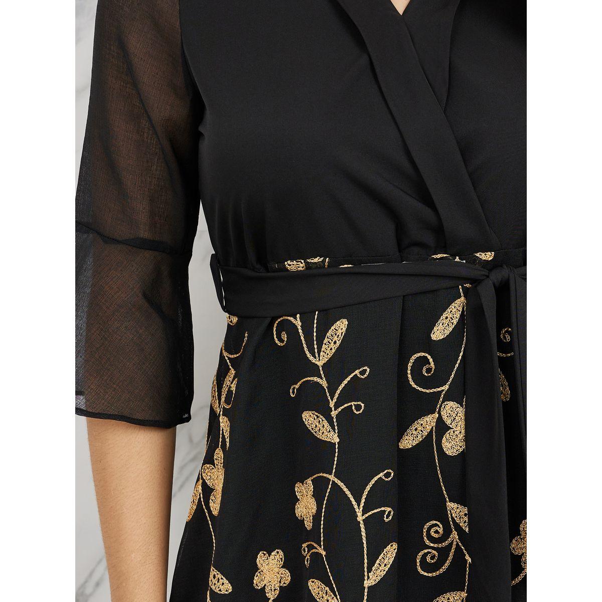 Styli Thread Embroidered Collared A-Line Midi Dress-women-clothing-dresses-image-3