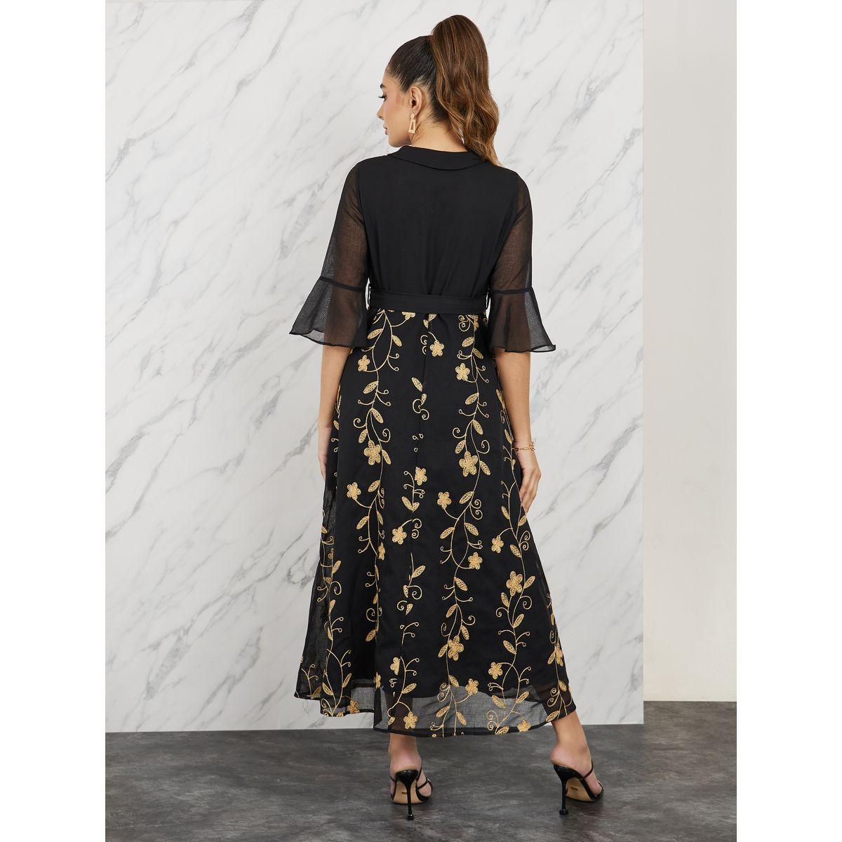 فستان ميدي بياقة وتفاصيل مُطرّزة بخيوط-women-clothing-dresses-image-4