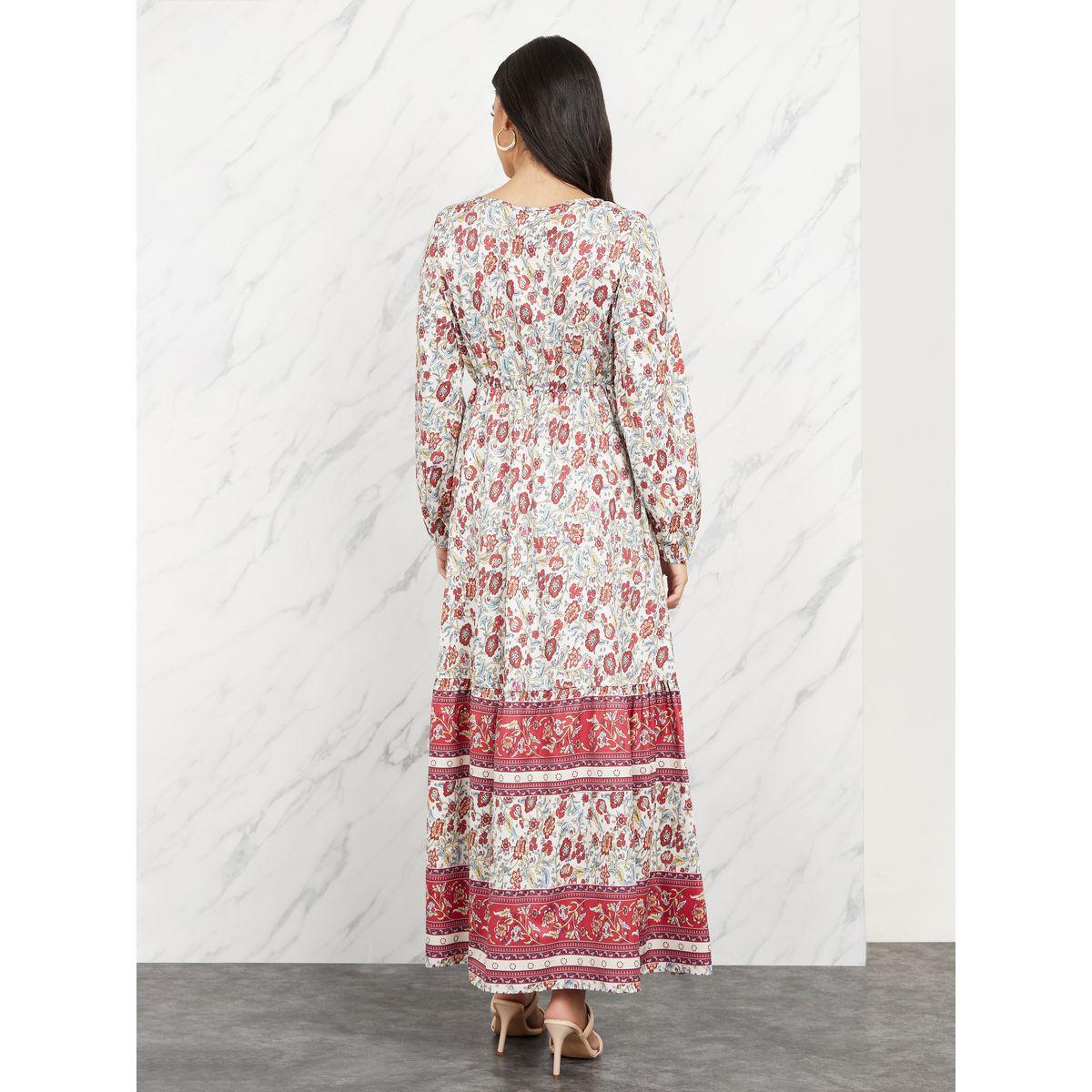 فستان طويل بطبعة بوهيمية مع زهور-women-clothing-dresses-image-4