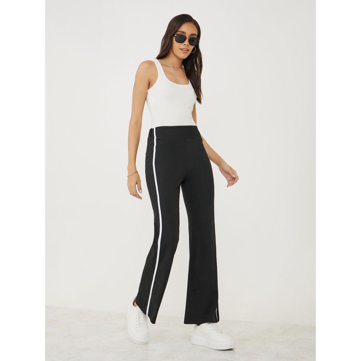 Styli Side Taping Detail Flared Leggings-women-clothing-bottoms-leggings-image-2