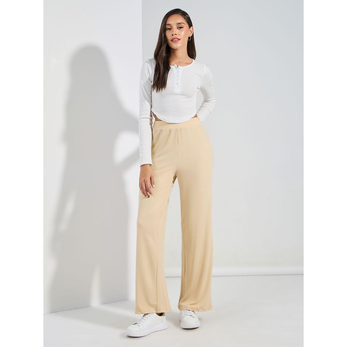 Styli Ribbed Relaxed Fit Full Length Pants-women-clothing-bottoms-trousers-image-2
