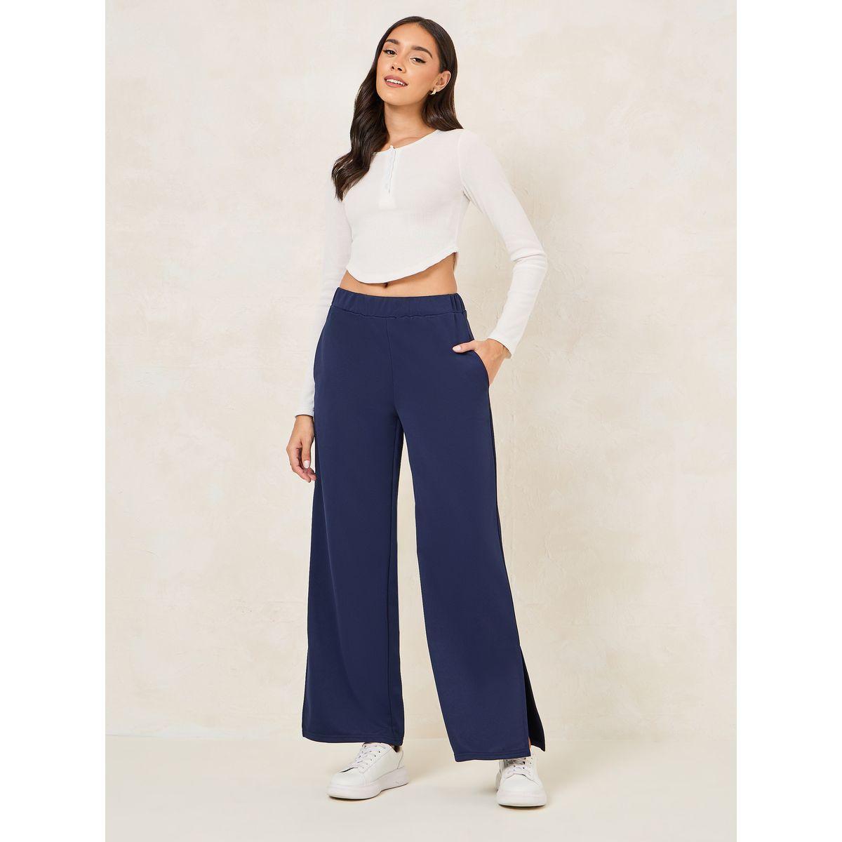 Styli Wide Leg Joggers with Side Seam Slit-women-clothing-bottoms-joggers-image-2