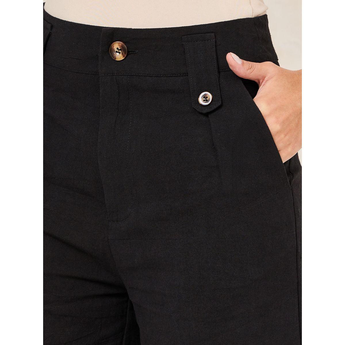 بنطال بارجل واسعة بمظهر الكتان مع ازرار-women-clothing-bottoms-trousers-image-3
