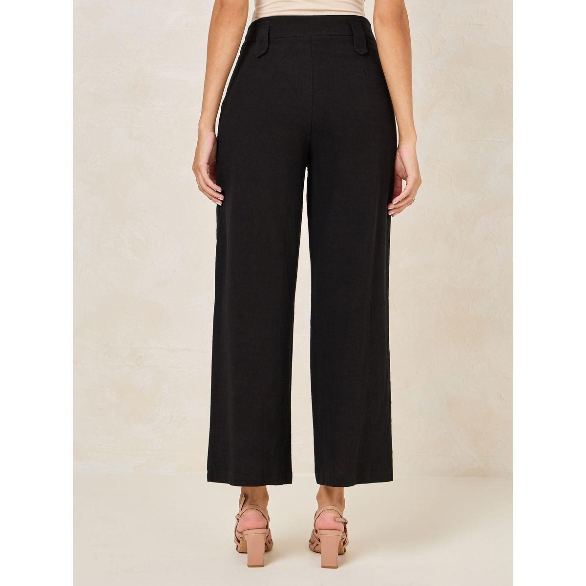 بنطال بارجل واسعة بمظهر الكتان مع ازرار-women-clothing-bottoms-trousers-image-4