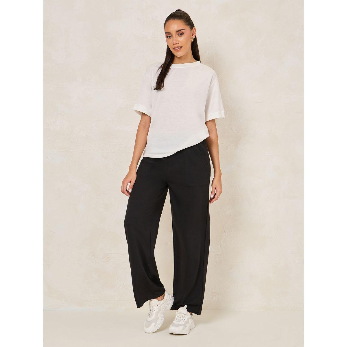 جوغر سادة بقصة مستقيمة وجيوب جانبية-women-clothing-bottoms-joggers-image-3