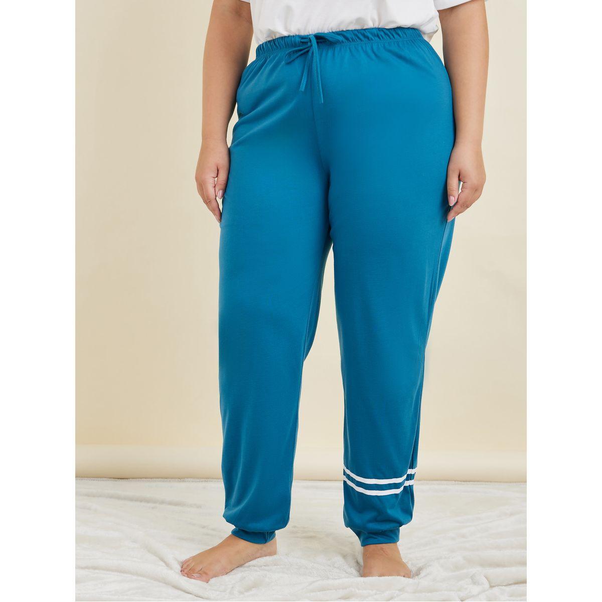 Styli Unwind Plus Paradise Drop Shoulder T-Shirt & Side Stripe Cuff Pjyjama Set-women-clothing-nightwear-pyjamas-longsets-image-5