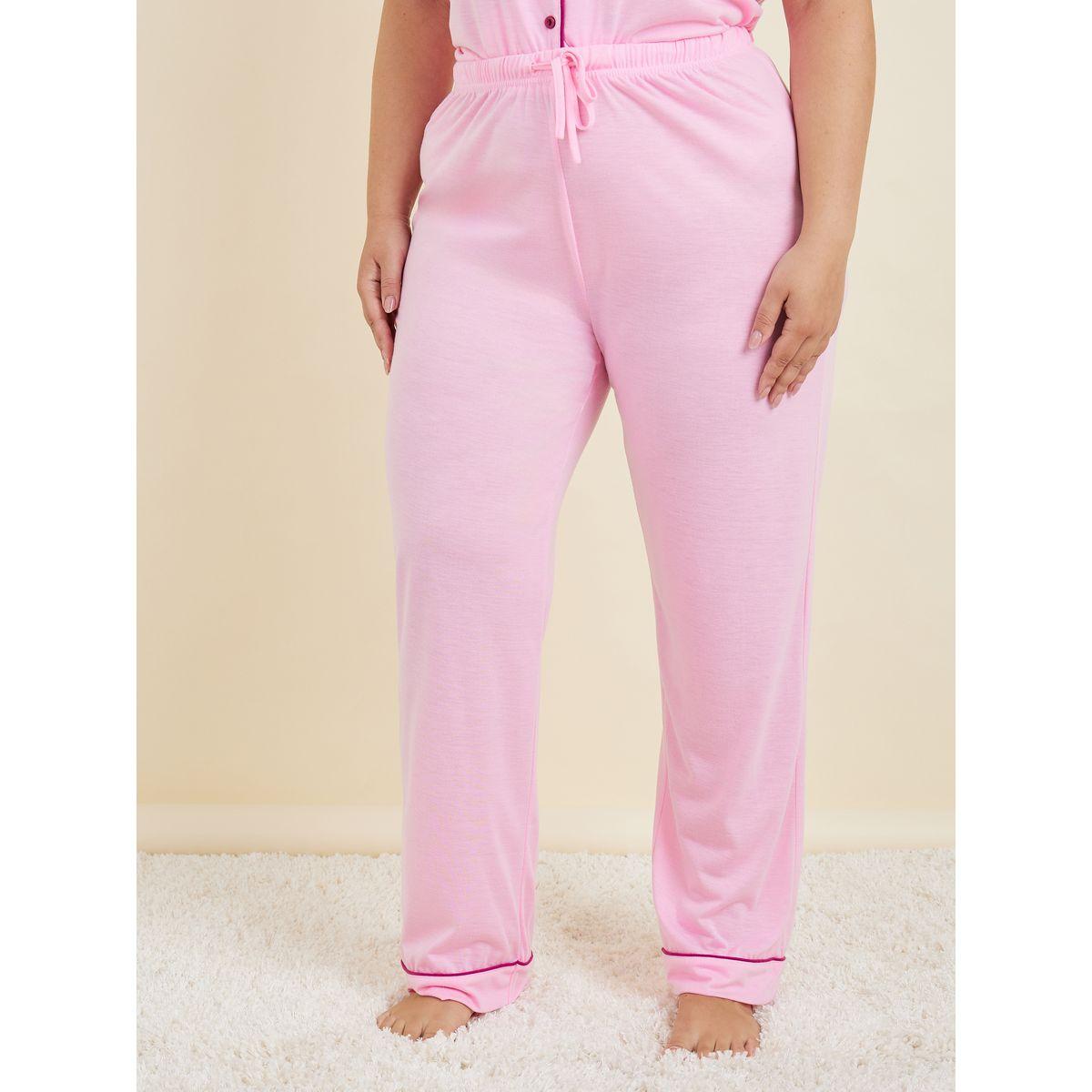 Styli Unwind Plus Sweet Talk Graphic Contrast Piping Button Through Shirt & Pyjama Set-women-clothing-nightwear-pyjamas-longsets-image-6