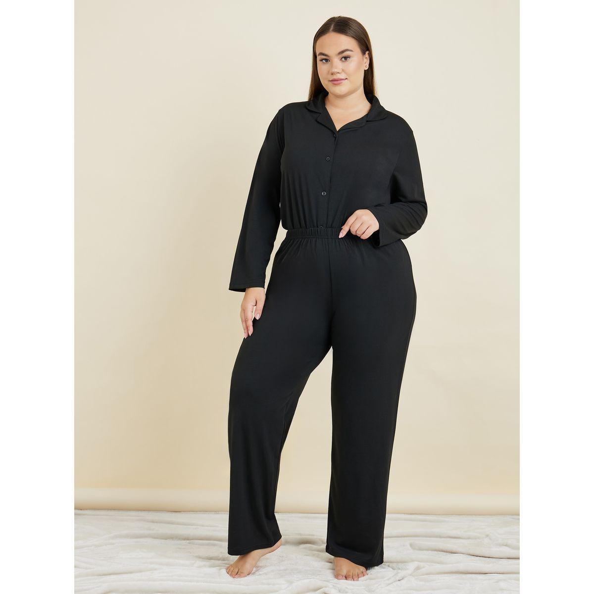 Styli Unwind Plus Long Sleeves Jersey Button Through Shirt & Pyjama Set-women-clothing-nightwear-pyjamas-longsets-image-3