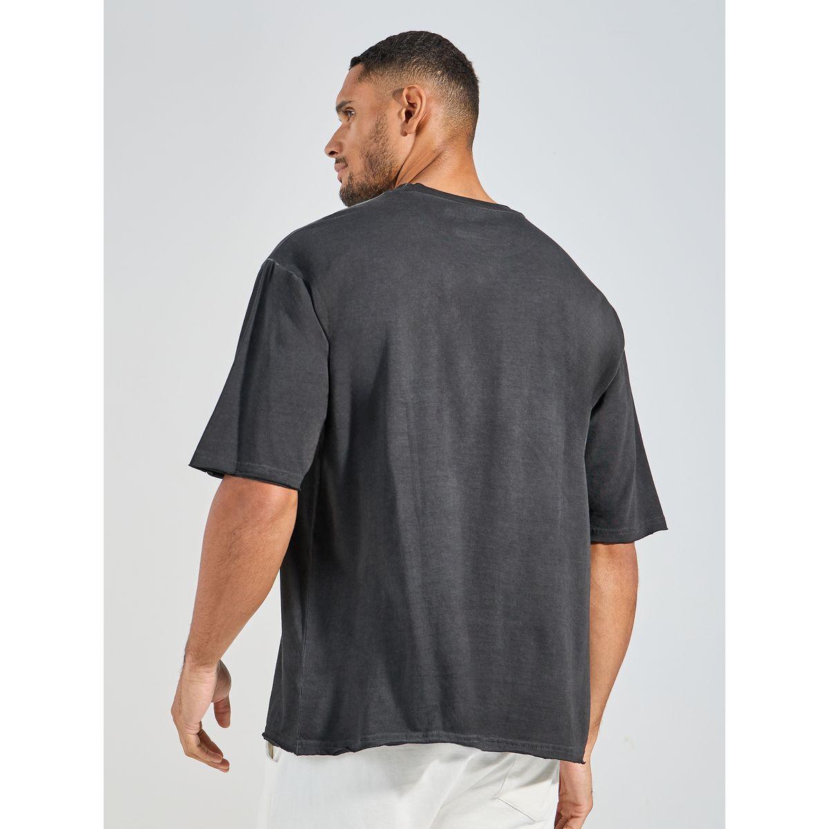 Styli Overdyed Washed Oversized T-Shirt with Raw Edge Sleeve-men-clothing-tshirtsandpolos-tshirts-image-5
