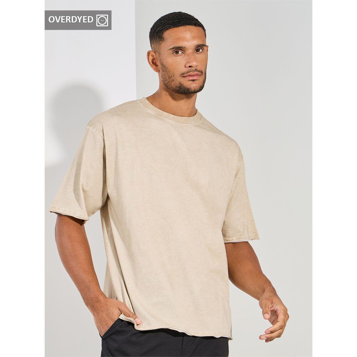 Styli Overdyed Washed Oversized T-Shirt with Raw Edge Sleeve-men-clothing-tshirtsandpolos-tshirts-image-1