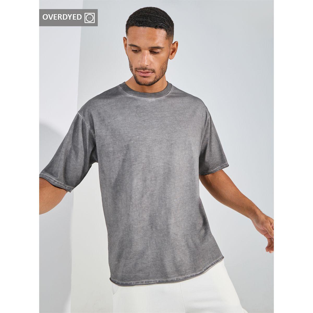Styli Overdyed Washed Oversized T-Shirt with Raw Edge Sleeve-men-clothing-tshirtsandpolos-tshirts-image-1