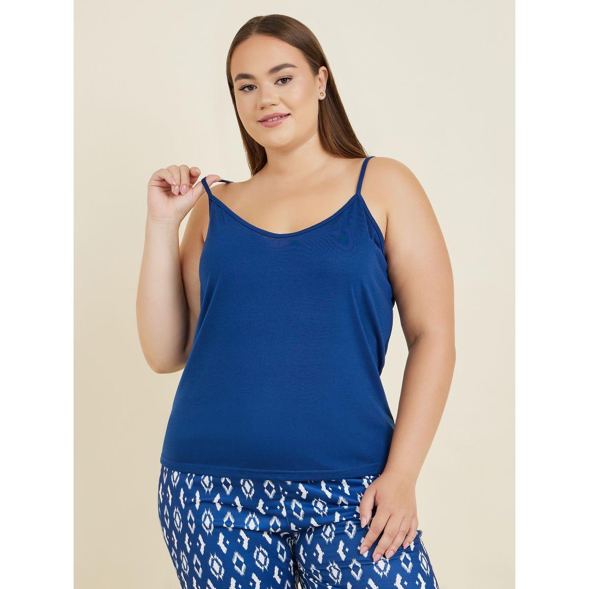 Styli Unwind Plus Solid Cami & Geo Print Pyjama Set-women-clothing-nightwear-pyjamas-longsets-image-2