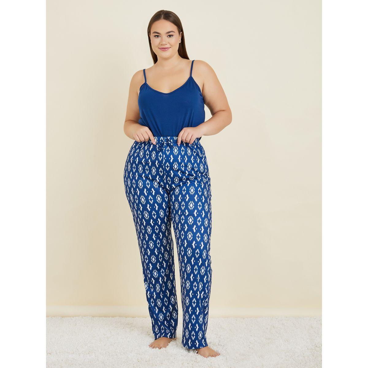 Styli Unwind Plus Solid Cami & Geo Print Pyjama Set-women-clothing-nightwear-pyjamas-longsets-image-3