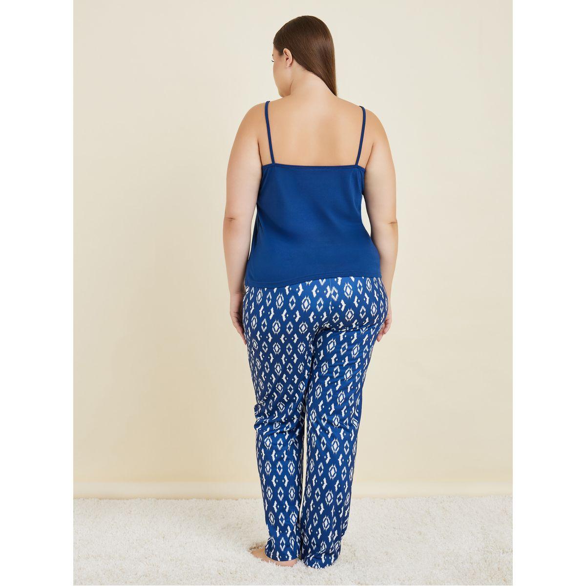 Styli Unwind Plus Solid Cami & Geo Print Pyjama Set-women-clothing-nightwear-pyjamas-longsets-image-5