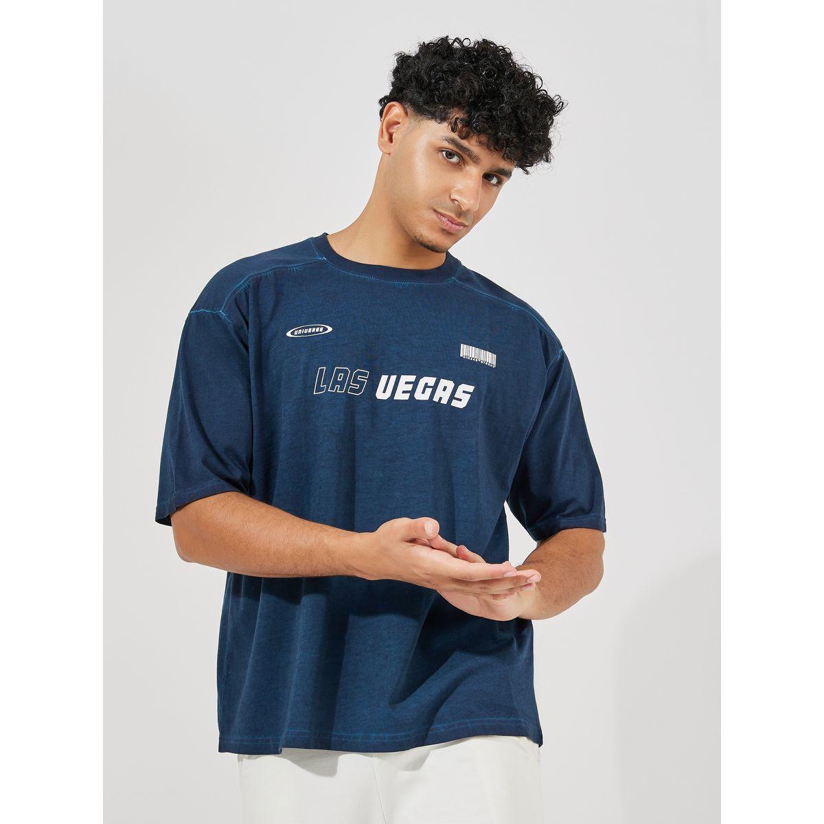 Styli Overdyed Washed Oversized T-Shirt with Slogan Print-men-clothing-tshirtsandpolos-tshirts-image-1